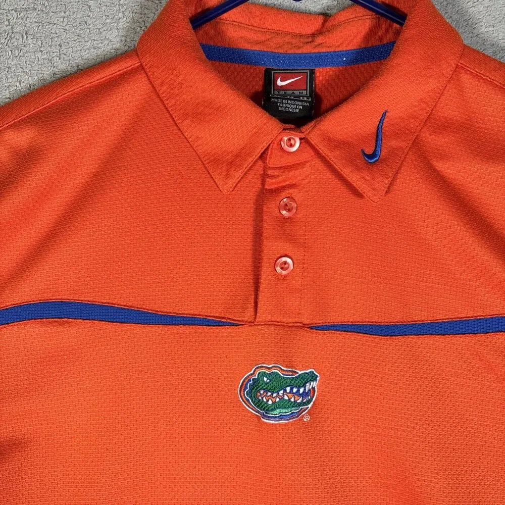 Florida Gators Nike Team Polo‎ Men’s Size XL Orange Center Logo Sphere Dry UF